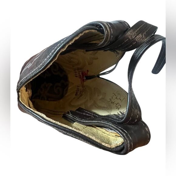 Justin Boots UpCycled Boot Bucket Purse brown Leather Crossbody - Picture 4 of 6